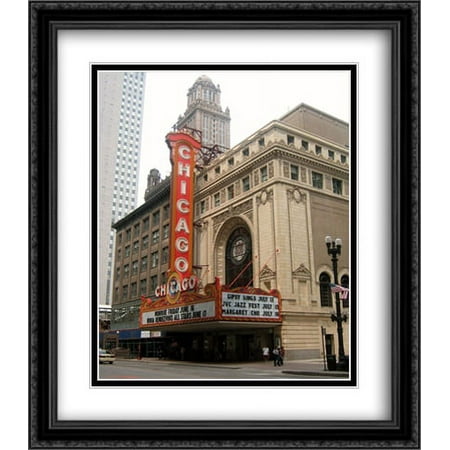 Chicago Theater 2x Matted 28x32 Large Black Ornate Framed Art Print by The Cityscape Art Print Series