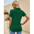 thumbnail image 6 of ZHENWEI Womens Collared Casual Short Sleeve V Neck Polo T Shirts Loose Tunic Tops Blouses with Pocket, 6 of 7