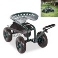 thumbnail image 4 of kinbor Siège de Chariot de Jardin Roulant avec Roues et Plateau à Outils, Siège Pivotant à 360°, Vert, 4 of 4