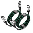 thumbnail image 1 of Cable de micrófono XLR a XLR Pro, 4,5 m, paquete de 2 unidades, macho a hembra, verde, 1 of 7