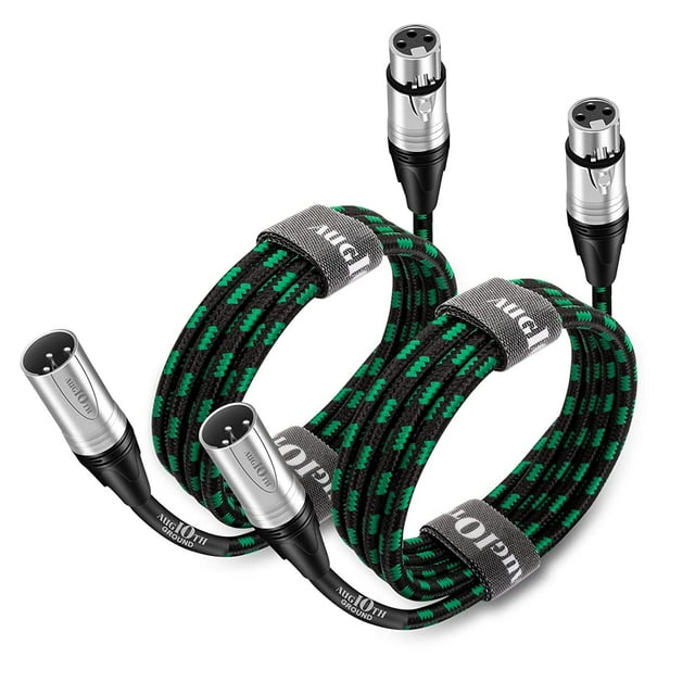 Cable de micrófono XLR a XLR Pro, 4,5 m, paquete de 2 unidades, macho a hembra, verde