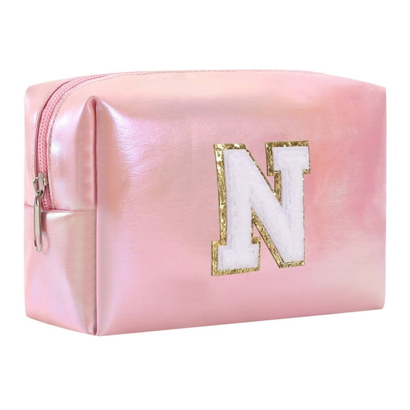 Large Capacity Embroidered Alphabet Cosmetic Bag Travel Toiletry Organizer Storage Clutch Handbag Purse