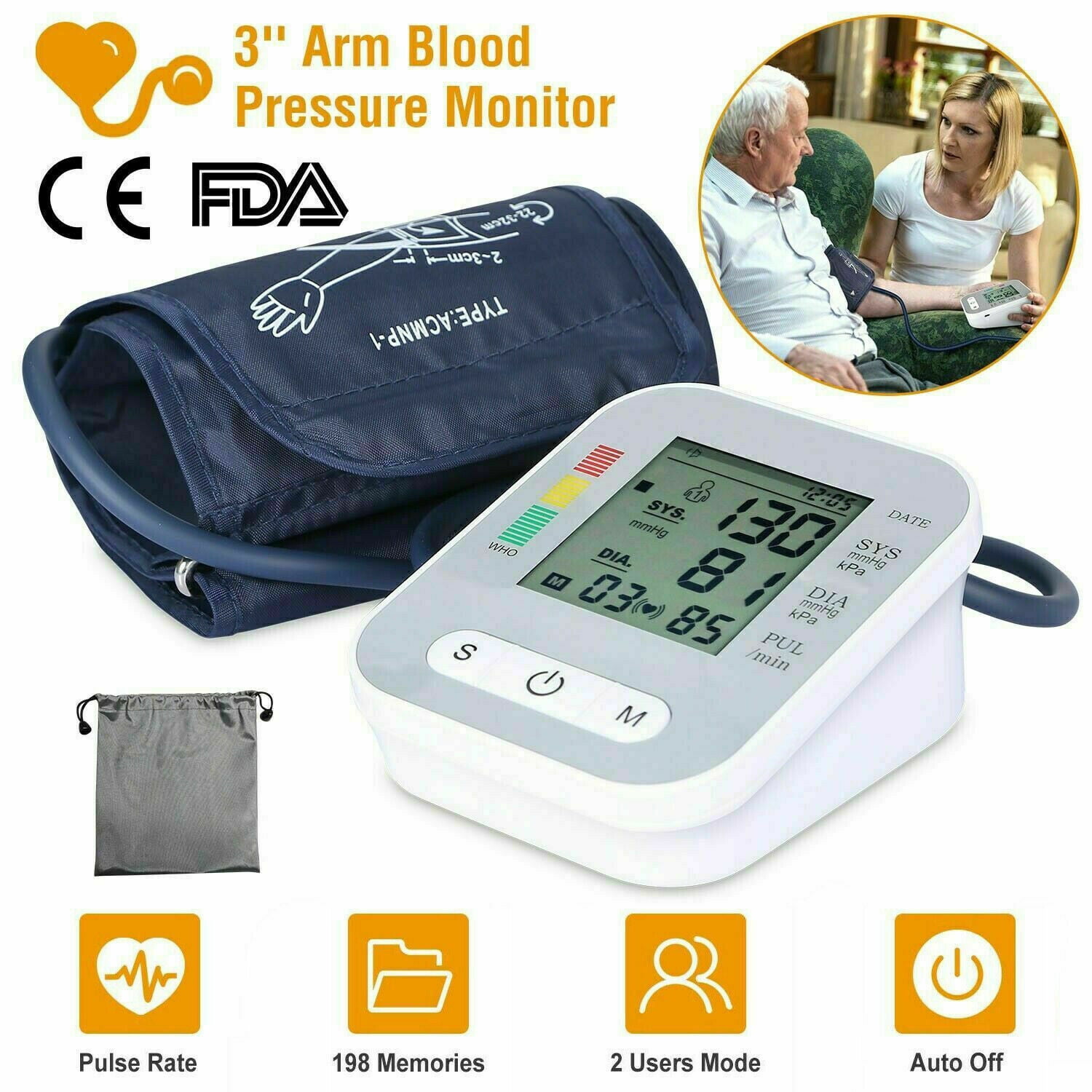 ASKITO Automatic Arm Blood Pressure Monitor Digital BP Arm Cuff Pulse