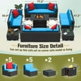 thumbnail image 2 of Homall 13 Pieces Rattan Patio Furniture Conversation Set with 43" Gas Propane 50000 BTU Fire Pit Table Outdoor Sectional Sofa for Backyard,Blue, 2 of 10