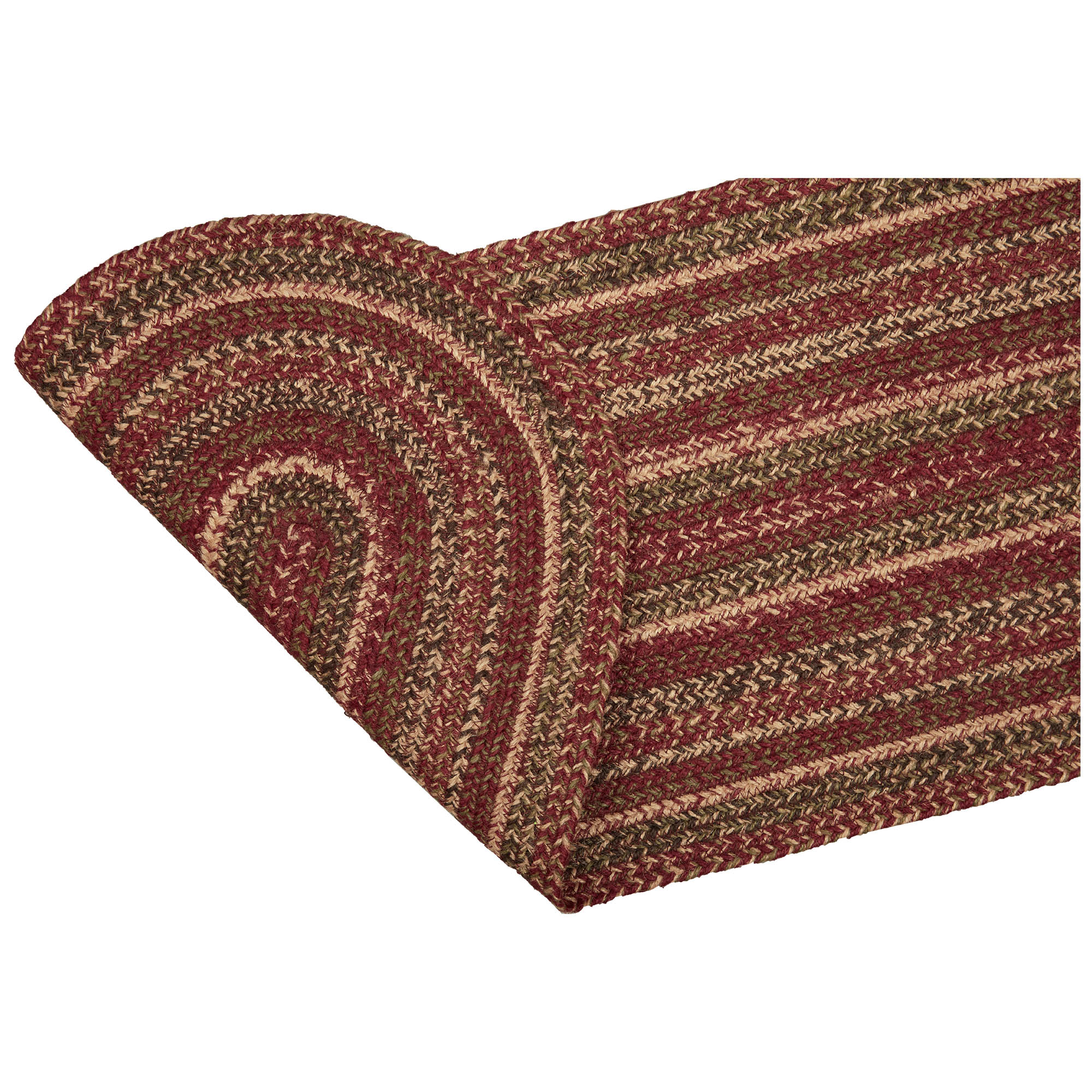 VHC Brands Cider Mill Primitive Jute Red Textured Striped Oval Kitchen Table Runner 13"x36"