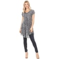 thumbnail image 5 of Sakkas Xoana Women's Casual Cap Sleeve V-neck Flare Loose Boho Swing Short Dress - Grey - Plus Size, 5 of 5