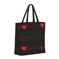 thumbnail image 2 of Naloa Cardiogram and Heart Tote Bag for Women, Foldable Tote Bag With Zipper, Large Shoulder Bag, Top Handle Handbag for Travel, Work, Shopping, 2 of 9