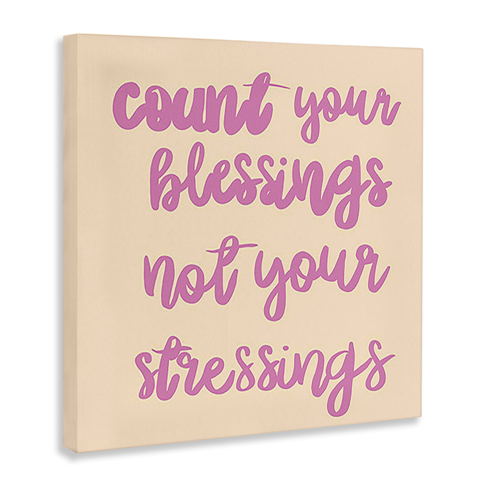 Stupell Industries Count Blessings Not Stressings Text & Numbers Painting Wrapped Canvas Art Print Wall Art, 30 x 30
