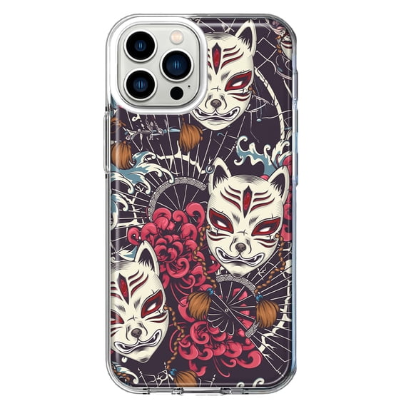 Mundaze - Case for Apple iPhone 15 Pro Max Slim Shockproof Hard Shell Soft TPU Heavy Duty Protective Phone Cover - Japanese Kitsune Fox