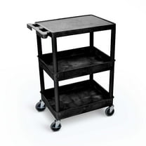 Luxor 18" x 24" Three Shelf Combination Flat/Tub/Tub Utility Cart - Black
