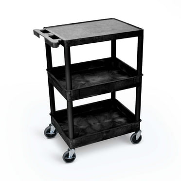 Luxor 18" x 24" Three Shelf Combination Flat/Tub/Tub Utility Cart - Black