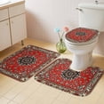 thumbnail image 3 of Red Vintage Boho Bathroom Rugs Set Luxury Traditional Tribal Art Non Slip Absorbent Soft Bath Mats 3 Piece Set with Bathroom Rug, U-Shaped Floor Mat, Toilet Seat Cover Large Size, 3 of 9
