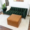 thumbnail image 3 of Kailey Mid-Century Modern Genuine Leather 31" Ottoman in Tan, 3 of 7