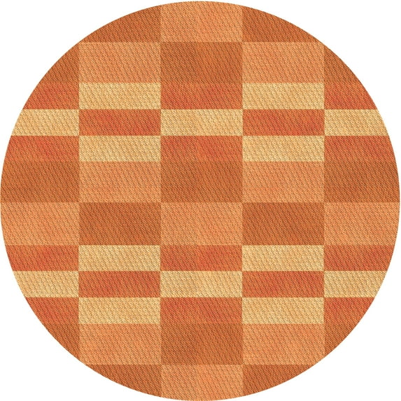 Ahgly Company Indoor Round Patterned Carrot Orange Area Rugs, 7' Round