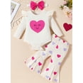 thumbnail image 6 of HWJAD Baby Girl Clothes Newborn Infant Outfits Long Sleeve Romper+ Floral Bell Bottoms Pants + Cute Headband Sets, 6 of 9