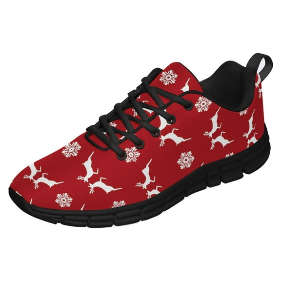 Christmas Reindeer Shoes for Men Women Running Sneakers Breathable Casual Sport Tennis Shoes Black Size 3.5