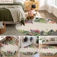 thumbnail image 6 of 8ft Round Rug, Palm Leaves Non-Skid Rubber Backing Large Area Rugs - Living Room Bedroom Home Office, Summer Botanical Tropical Plants Rustic Indoor Floor Mat Carpets Washable Rug, 6 of 9