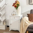 thumbnail image 2 of Costway Table de Chevet avec Tiroir Armoire Pieds Courbés Table d'Appoint pour Canapé Blanc, 2 of 9