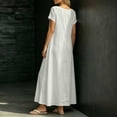 thumbnail image 5 of Bosfbaoi Dresses for Women Square Neck Short Sleeve Loose Flowy Linen Blend Maxi Dress, 5 of 5