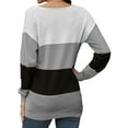 thumbnail image 5 of Women Striped Print Color Block Deep V Neck Long Sleeve Knitted Shirt, 5 of 5