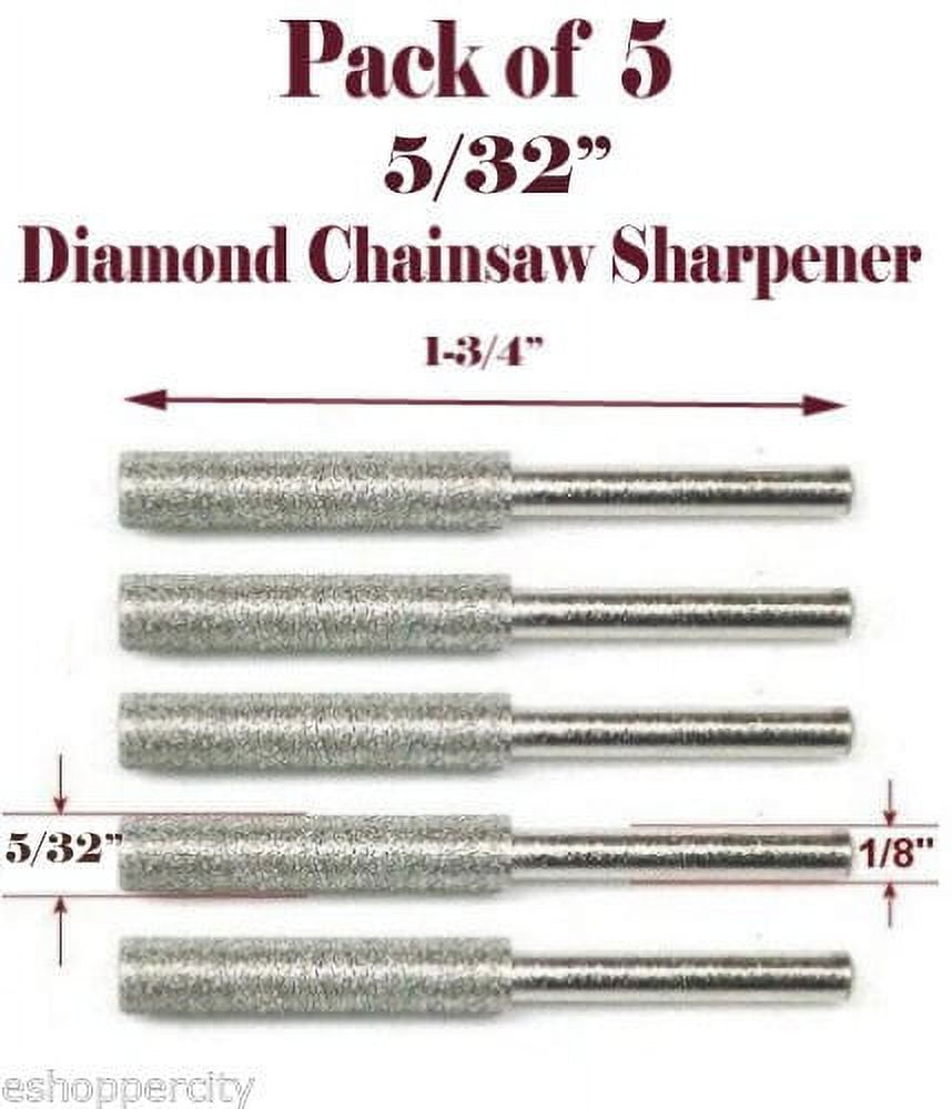 4-Pack 5/32" Diamond Chainsaw Sharpener Burrs – Stone Files, Fits Dremel 1453