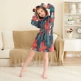 thumbnail image 3 of FORMRS Niños Bathrobe Unisex Hooded Robe Soft Plush Pajamas Sleepwear, Size 7-9T, Christmas Berries, 3 of 7