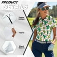 thumbnail image 5 of COEQINE V Neck Golf Shirts for Women 1/4 Zip Moisture Wicking Tennis Activewear Cactus and Sunflower Print Workout Golf Tops Lightweight Short Sleeve Polo Shirts, S, 5 of 7