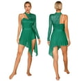 thumbnail image 1 of Aislor Robe de Danse Lyrique pour Femme à une Épaule à Manches Longues en Dentelle et Maille à Empiècements Robes de Patinage Artistique Vert TG, 1 of 7