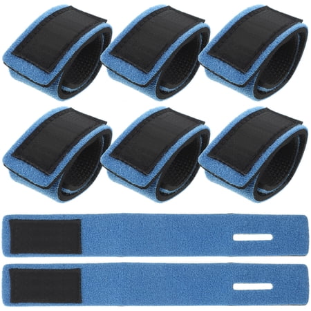 WRISTBIQUE 8Pcs Portable Blue Fishing Pole Ties Elastic Wrap Bands Durable Rod Fastening Straps