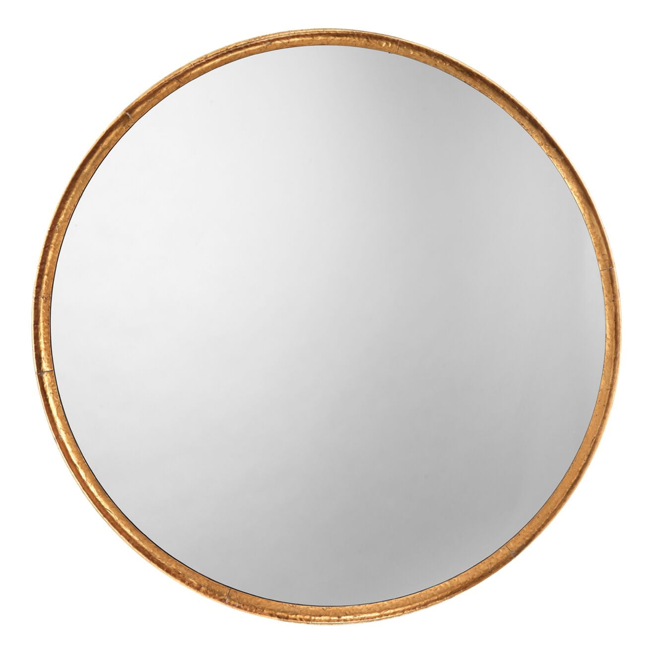 36" Gold Leaf Metal Refined Round Wall Mirror