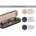 thumbnail image 3 of Hard Shell Eyeglass Case Clamshell for Small Frames, Reading Glasses for Women Men Eyeglasses, Metallic Matte Blue, 3 of 6