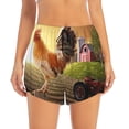 thumbnail image 4 of Lsque Country Farm Morning Rooster Printed Women's Running Shorts with Liner Pockets,Elastic Quick Dry Workout Athletic Gym Yoga Shorts,Womens High Waist Shorts-Small, 4 of 9