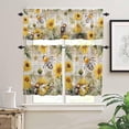 thumbnail image 2 of Summer Bee Daisy Kitchen Curtains and Valances Set, Rod Pocket Curtains Tier Farmhouse Window Curtains 24 Inch Length, Farmhouse Floral Rustic Brown Wooden 3 Piece Kitchen Curtains Set, 2 of 6