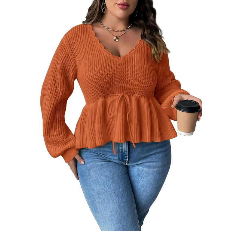 Plus size burnt orange sweater sale