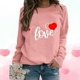 thumbnail image 2 of Rovga Women Sweatshirts Daily Printed Heart Sweatshirt O-Neck Fit Casual Long Sleeve Workout Pullovers Pullover Tops Loose Top Valentine's Day Leisure Dailywear, 2 of 4