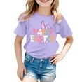 thumbnail image 2 of MIASHUI T-Shirt à Manches Courtes pour Garçons et Filles, Imprimés Graphiques Mignons, Col Rond, Violet, 11-12 Ans, 2 of 4