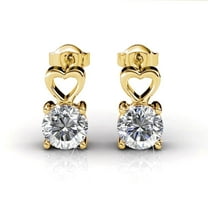 Cate & Chloe Marian 18k Yellow Gold Plated Heart Stud Earrings with Swarovski Crystals for Women
