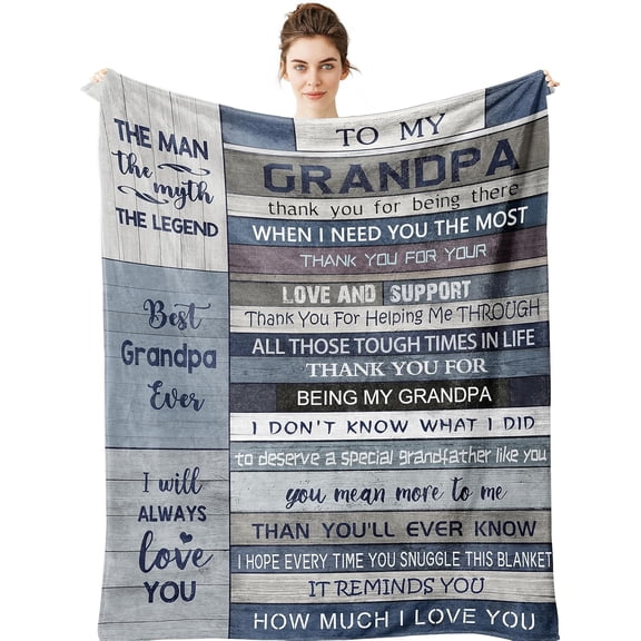 Grandpa Gifts - Gifts for Grandfather 80" x 60" Blanket - Unique Papa Presents from Grandson - Great Fathers Day Birthday Gifts for Grandfather - Best Pop Pop Gift Ideas for Paw Paw