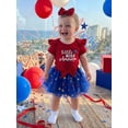 thumbnail image 4 of BemeyourBBs Toddler Baby Girl My First 4th of July Outfits Patriot Independent Summer Clothes 0 3 6 9 12 18 Months Letter Star Print Ruffle Short Sleeve Romper and Tulle Tutu Skirt Headband Set, 4 of 9