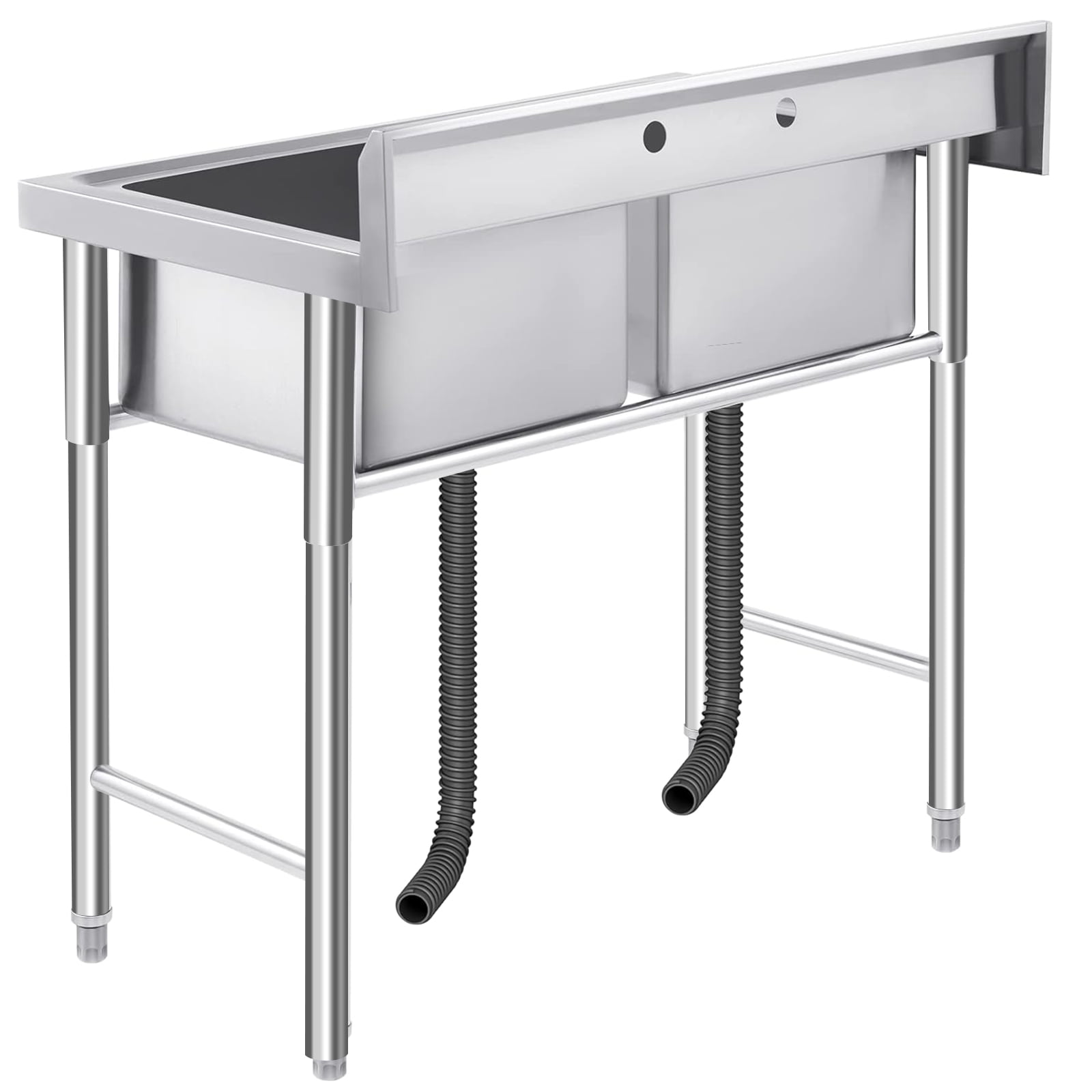 Commercial Stainless Steel Sink,Utility Sink Free Standing Double Bowl for Restaurant