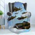 thumbnail image 4 of Airplane Soft Flannel Fleece Throw Blanket, Fighter Aircrafts up in Air Flight Machinery Wings Illustration Technology, Cozy Plush for Indoor and Outdoor Use, 60" x 80", Blue Green Grey, by Ambesonne, 4 of 5