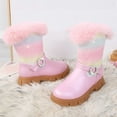 thumbnail image 3 of Hpapadks Girl Snow Boots Fall Winter Rainbow Fashion Cute Outwear High Shoes Girl Winter Boots Pink, 3 of 4