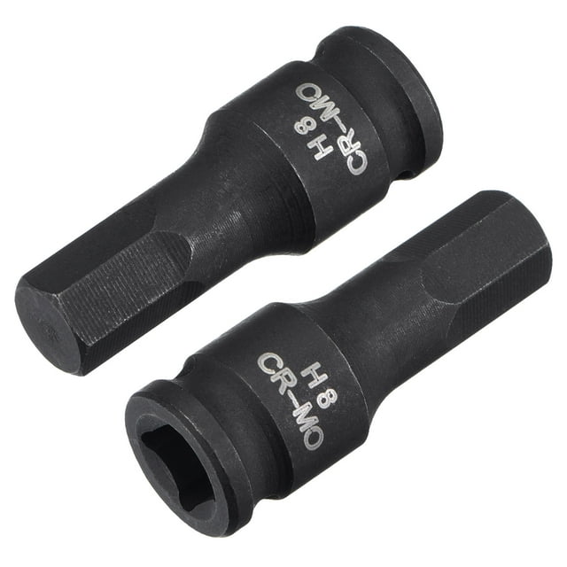 Unique Bargains 8mm Impact Hex Bit Socket, 1/4' Square Drive 35mm Length CR-MO Metric Sizes 2 Pack