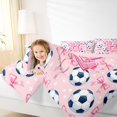 thumbnail image 3 of Manfei Initial Letter Alphabet E Twin Comforter Sets,3D Cartoon Soccer Print Bedding Set,Pink Reversible,2 Pieces,1 Comforter and 1 Pillowcase, 3 of 7