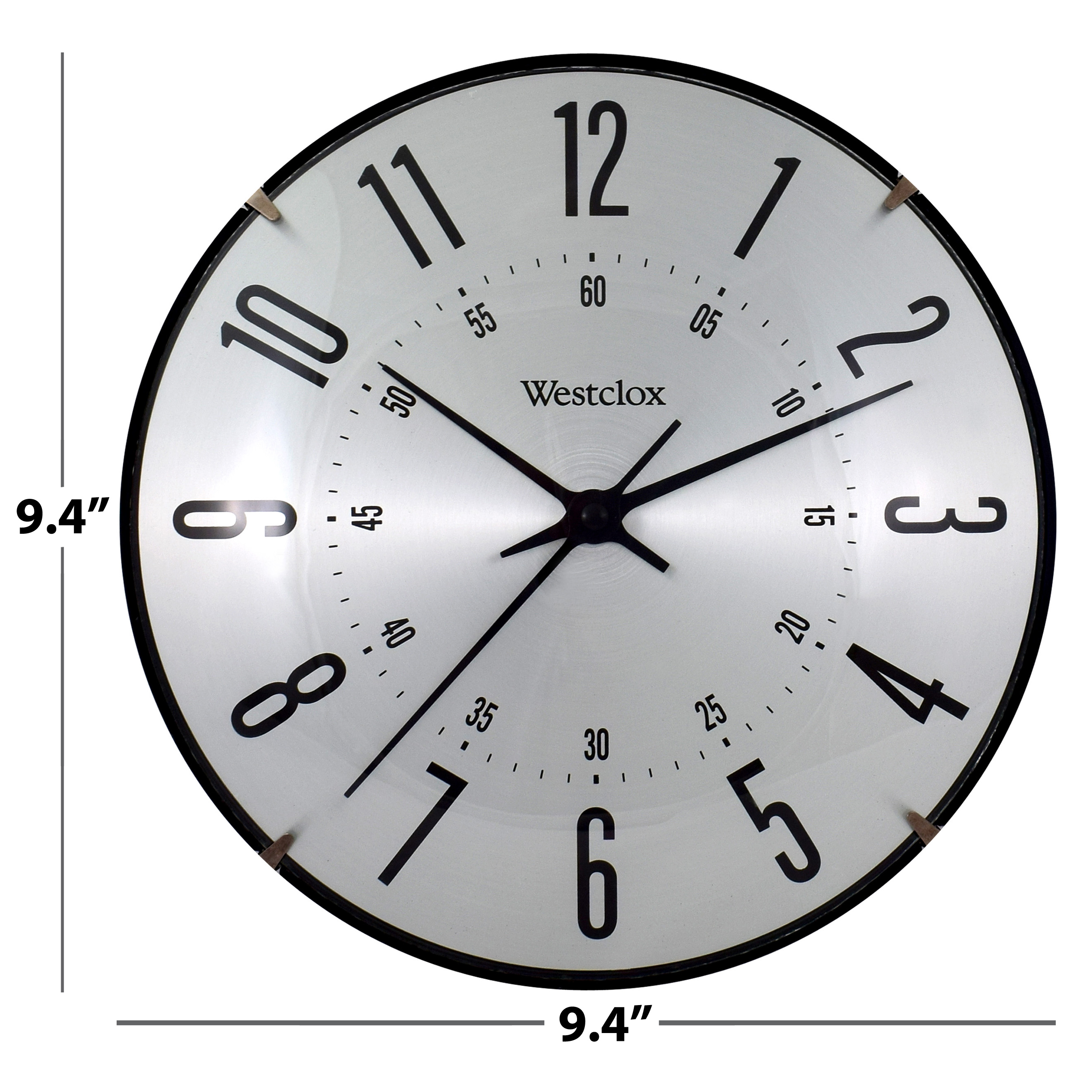 10" Silver Aluminium Dial Analog QA Wall Clock with Dome Glass Lens and Modern Silver Finish