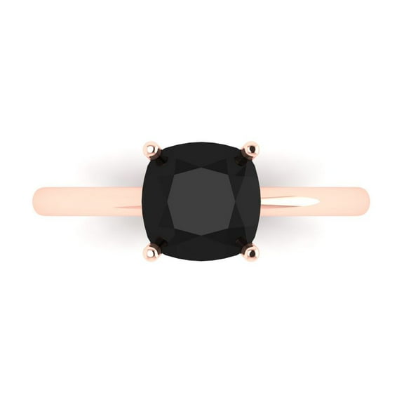 Solitaire Engagement Ring for Women - 2ct Natural Onyx in 14K Rose Gold Promise Ring
