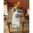thumbnail image 5 of Orange Blue Pumpkins Fall Table Runner 90 Inches, Thanksgiving Eucalyptus Vintage Bed Runner Dresser Scarves Tabletop for Indoor Outdoor Parties/Ceremony/Banquet, 13" x 90", 5 of 8