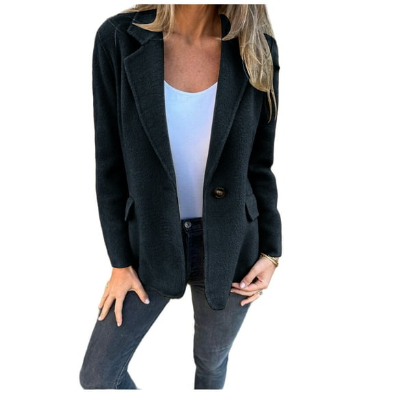 Women's Fleece Jackets Casual Open Front Button Down Cardigan Lapel Long Sleeve Jackets Fall Winter Outwear Coats