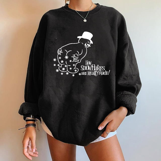 Mode Pull-Over à Col Rond Imprimé pour Femmes Manches Longues Blouse Confortable Chandail en Molleton