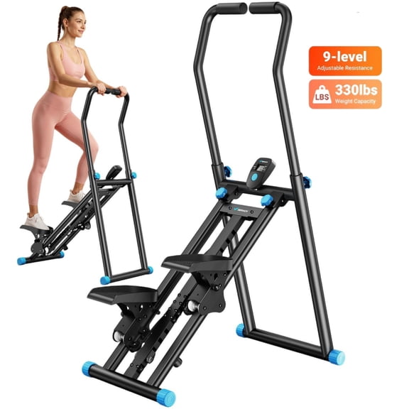 MERACH Stair Stepper with 9 Levels Resistance Adjustable Resistance, Foldable Stair Climbe, Cardio Climbing Trainer for Home Gym